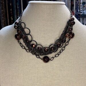 Elegant Multi-Layered Black and Brown Necklace